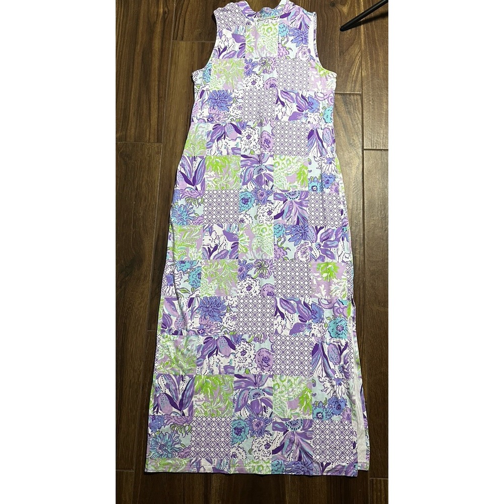Lilly Pulitzer Purple, Green & Blue Patchwork Maxi Dress